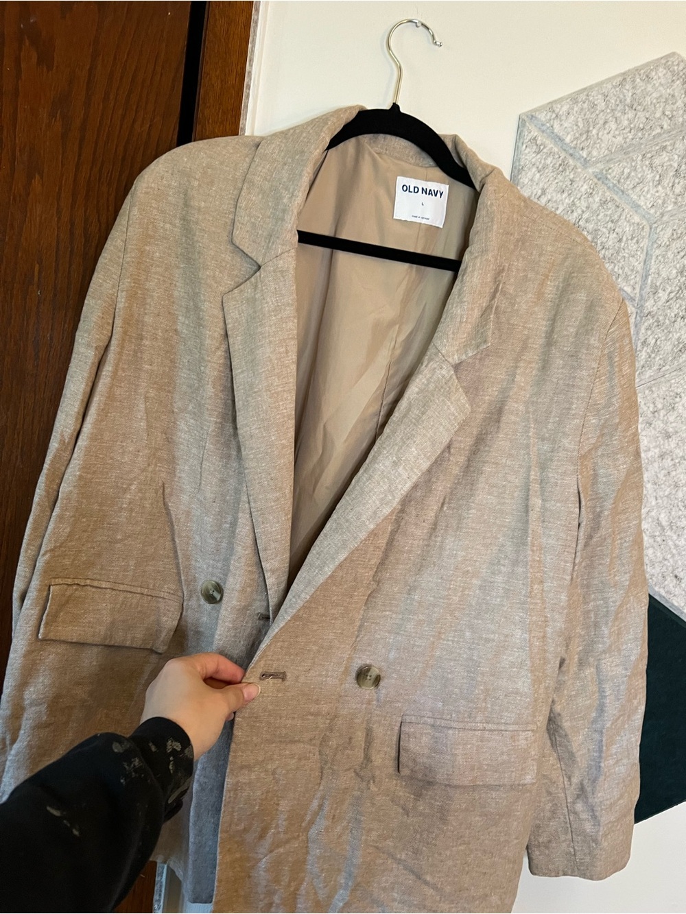 Old Navy Beige-Taupe Linen-Blend Blazer